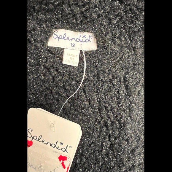 Splendid Girls Size 12 Black Vest Open Front NWT Fleece Lined - Picture 7 of 8